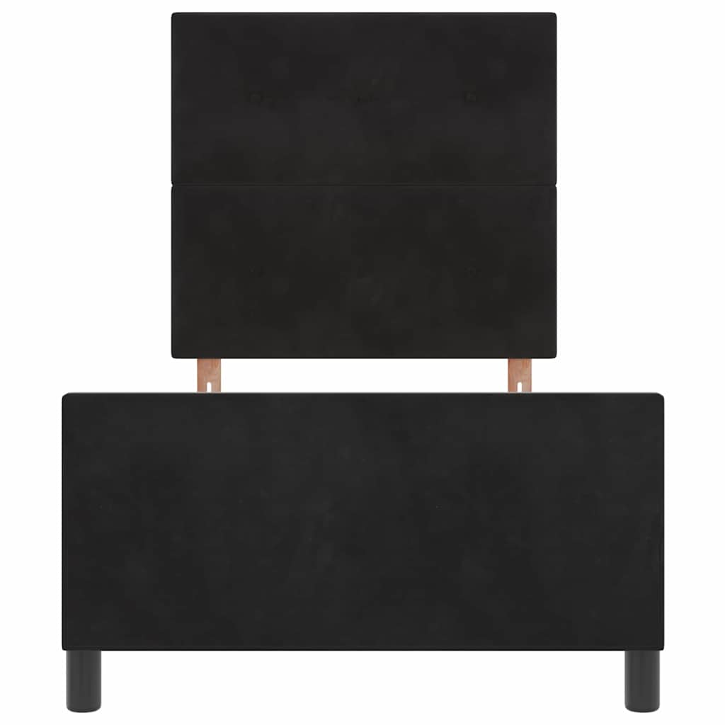 vidaXL Łóżko sprężynowe Z zagłówkiem Czarny 90 x 190 cm Aksamit