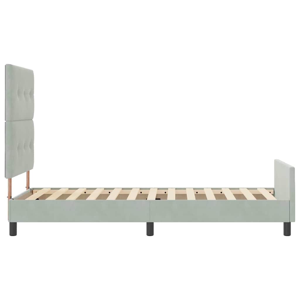 vidaXL Łóżko sprężynowe Z zagłówkiem Jasnoszary 90 x 200 cm Aksamit
