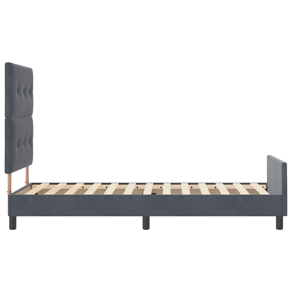 vidaXL Łóżko sprężynowe Z zagłówkiem ciemno szary 100 x 200 cm Aksamit