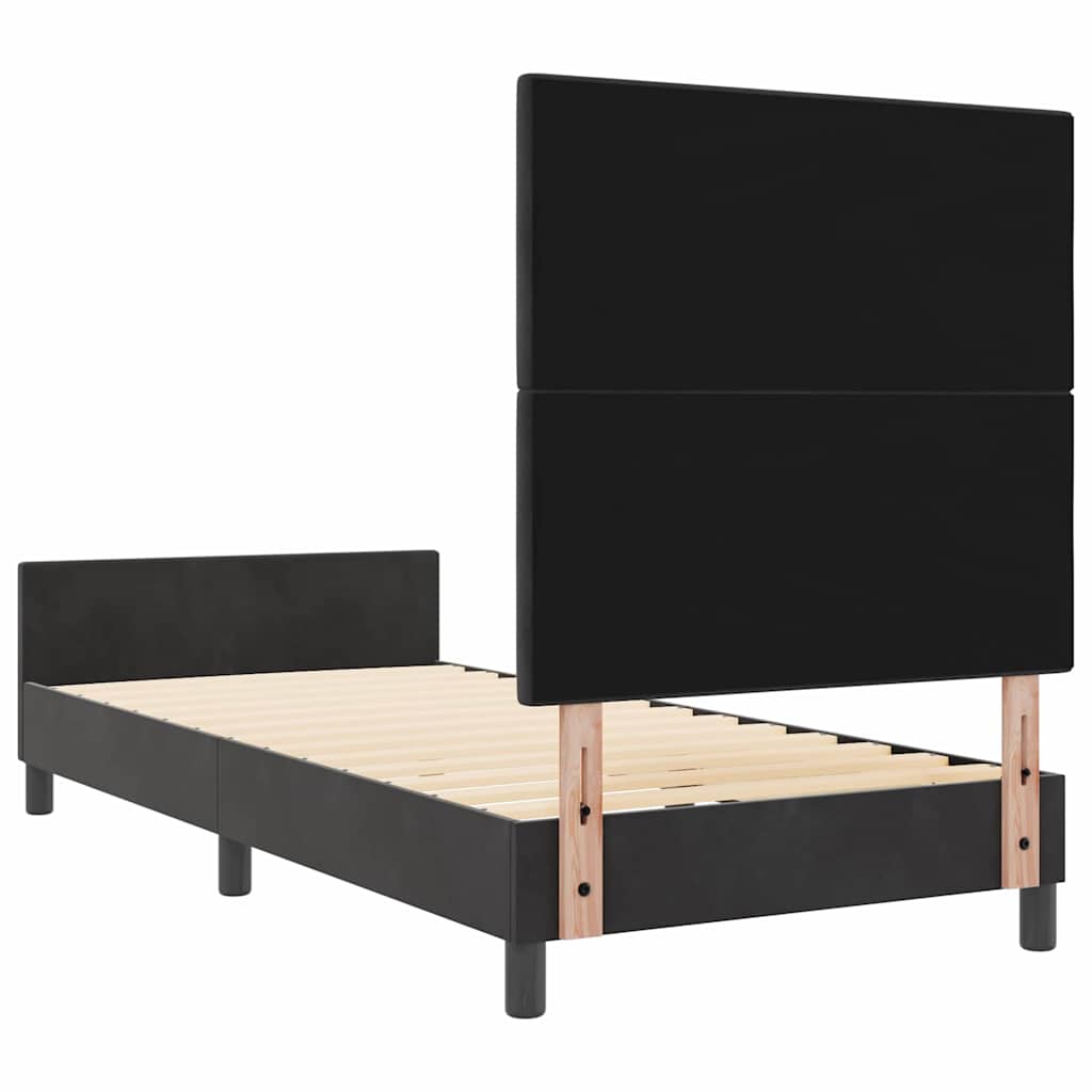 vidaXL Łóżko sprężynowe Z zagłówkiem Czarny 100 x 200 cm Aksamit