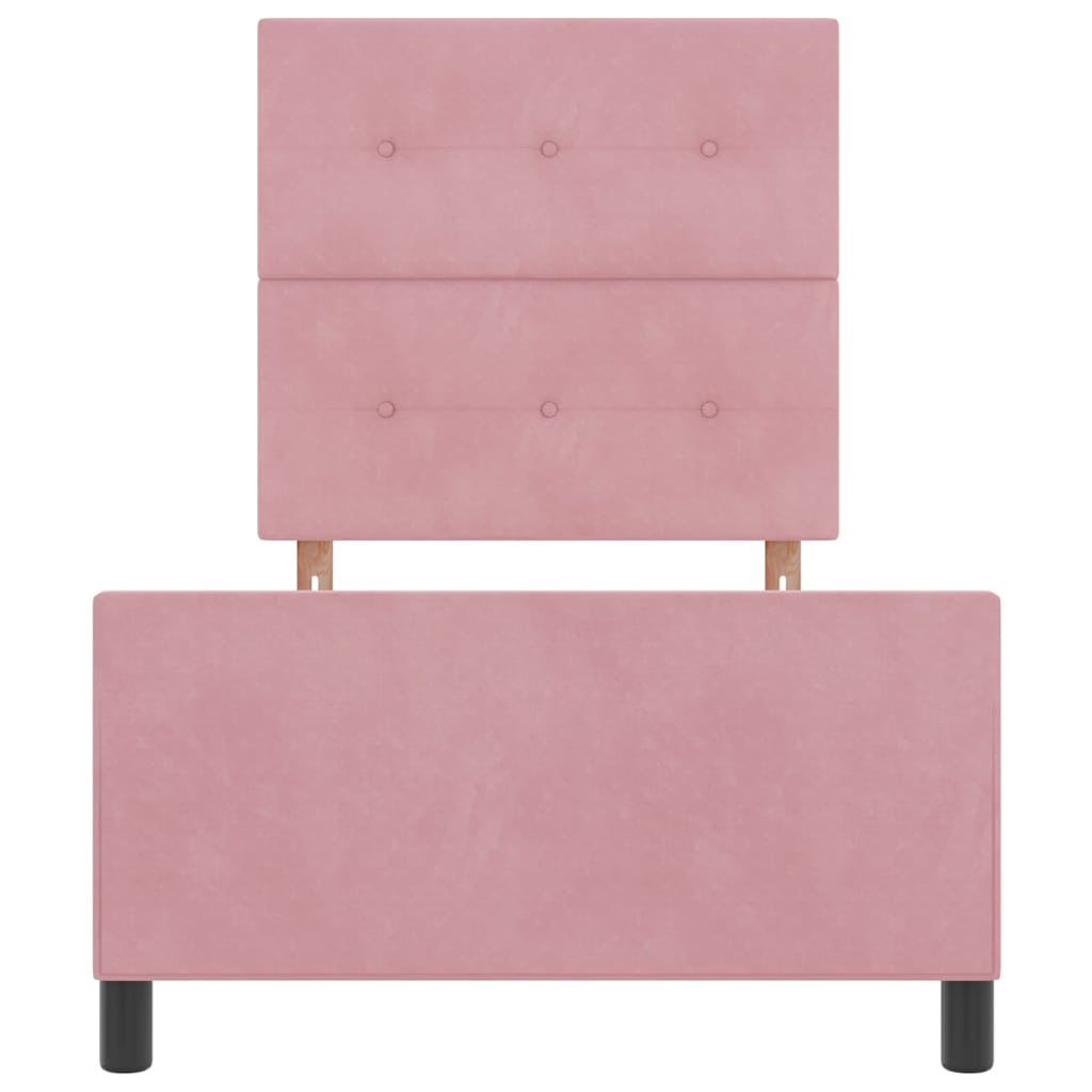 vidaXL Łóżko sprężynowe Z zagłówkiem Różowy 100 x 200 cm Aksamit