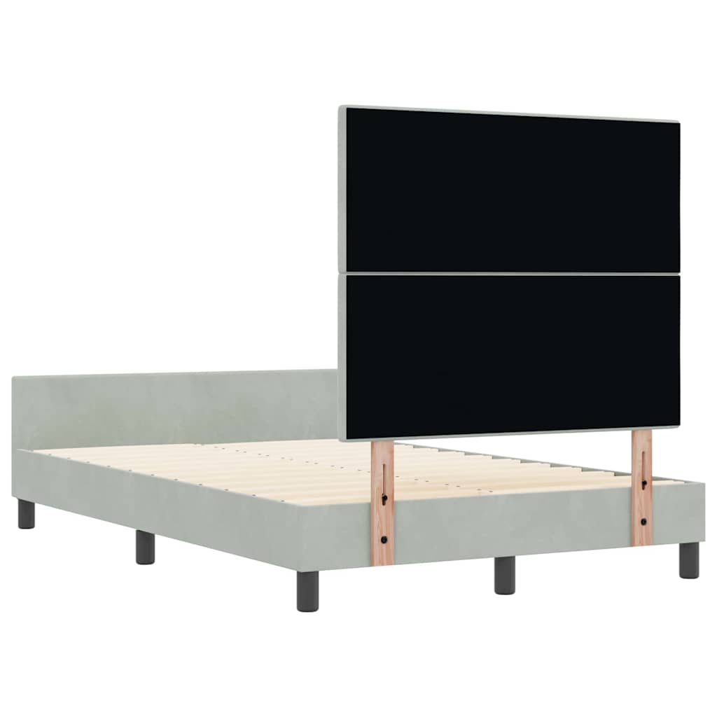 vidaXL Łóżko sprężynowe Z zagłówkiem Jasnoszary 120 x 200 cm Aksamit
