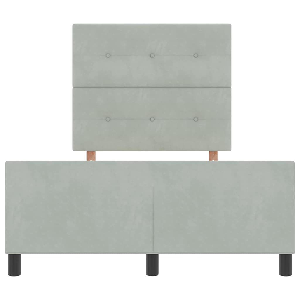 vidaXL Łóżko sprężynowe Z zagłówkiem Jasnoszary 120 x 200 cm Aksamit