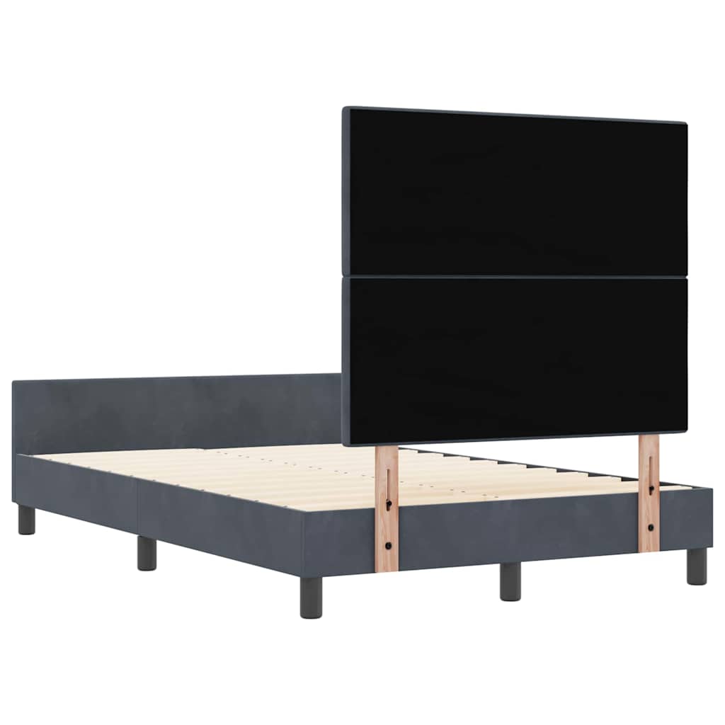 vidaXL Łóżko sprężynowe Z zagłówkiem ciemno szary 120 x 200 cm Aksamit