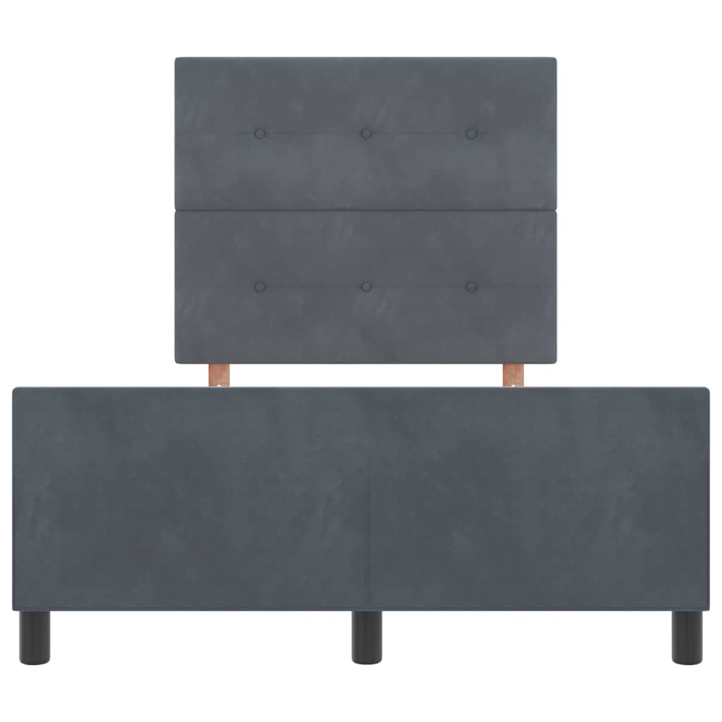 vidaXL Łóżko sprężynowe Z zagłówkiem ciemno szary 120 x 200 cm Aksamit