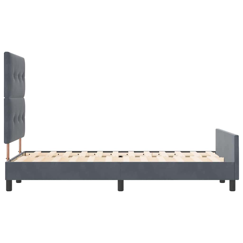 vidaXL Łóżko sprężynowe Z zagłówkiem ciemno szary 120 x 200 cm Aksamit