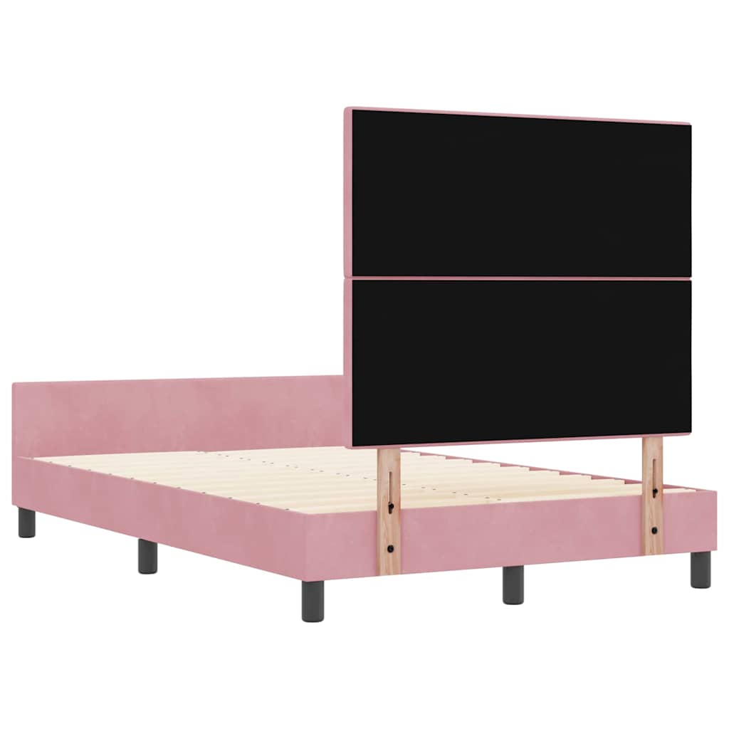 vidaXL Łóżko sprężynowe Z zagłówkiem Różowy 120 x 200 cm Aksamit