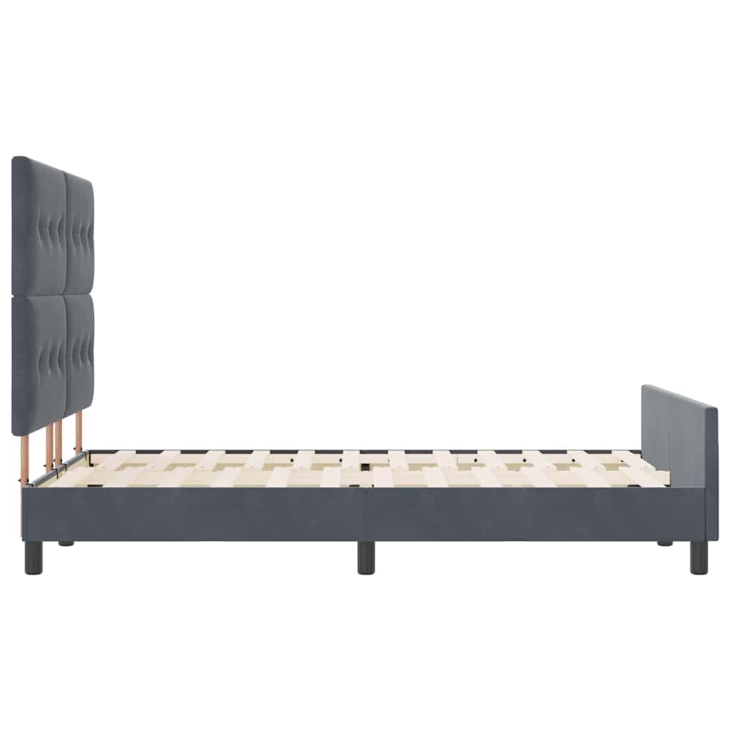 vidaXL Łóżko sprężynowe Z zagłówkiem ciemno szary 140 x 190 cm Aksamit