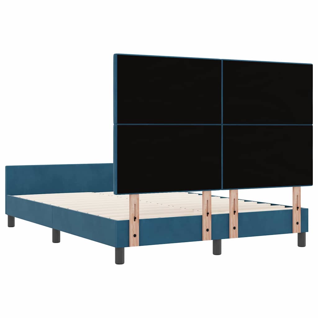 vidaXL Łóżko sprężynowe Ciemnoniebieski 140 x 190 cm Aksamit