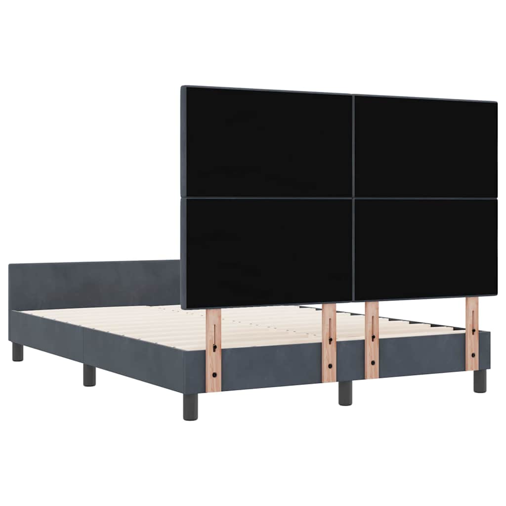 vidaXL Łóżko sprężynowe Z zagłówkiem ciemno szary 160 x 200 cm Aksamit