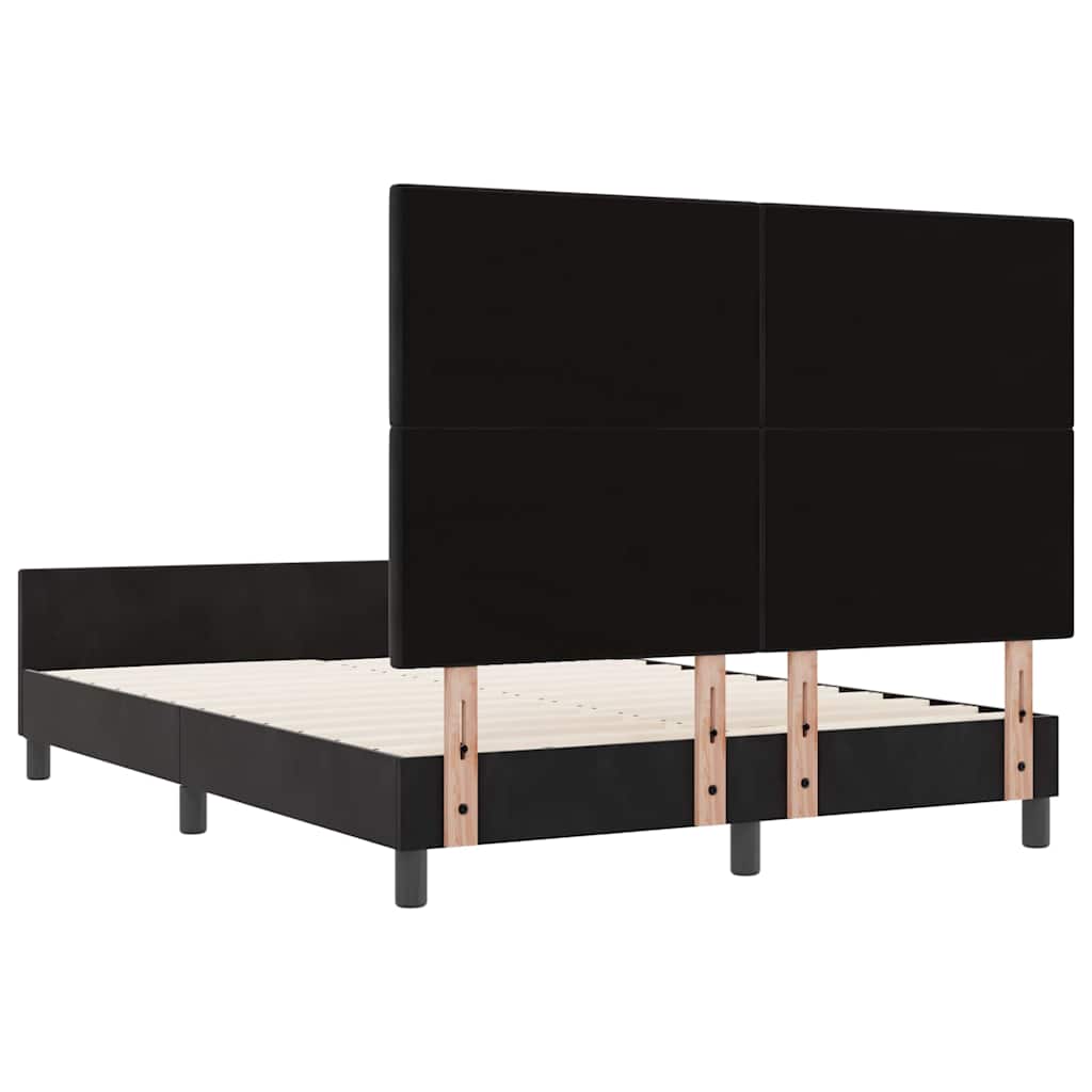 vidaXL Łóżko sprężynowe Z zagłówkiem Czarny 160 x 200 cm Aksamit