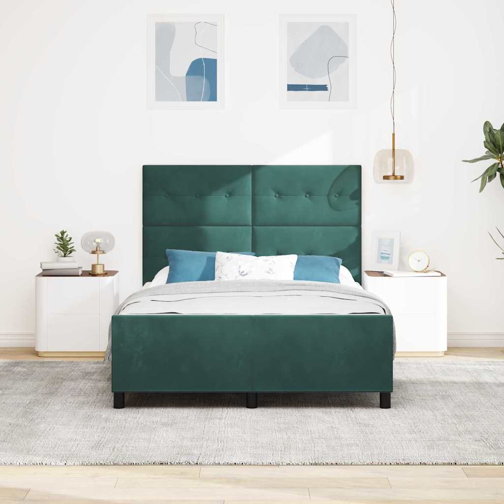 vidaXL Łóżko sprężynowe Ciemna zieleń 160 x 200 cm Aksamit