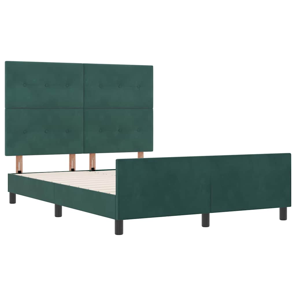 vidaXL Łóżko sprężynowe Ciemna zieleń 160 x 200 cm Aksamit