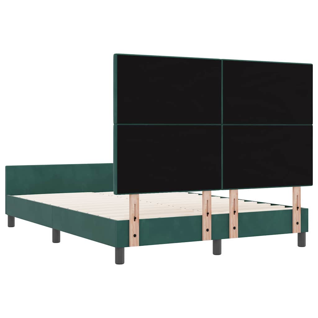 vidaXL Łóżko sprężynowe Ciemna zieleń 160 x 200 cm Aksamit