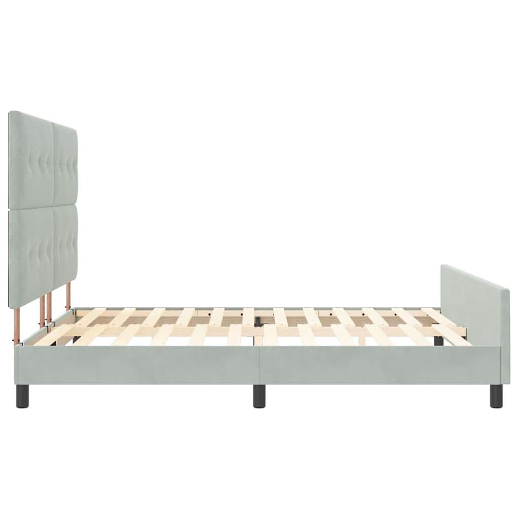 vidaXL Łóżko sprężynowe Z zagłówkiem Jasnoszary 180 x 200 cm Aksamit