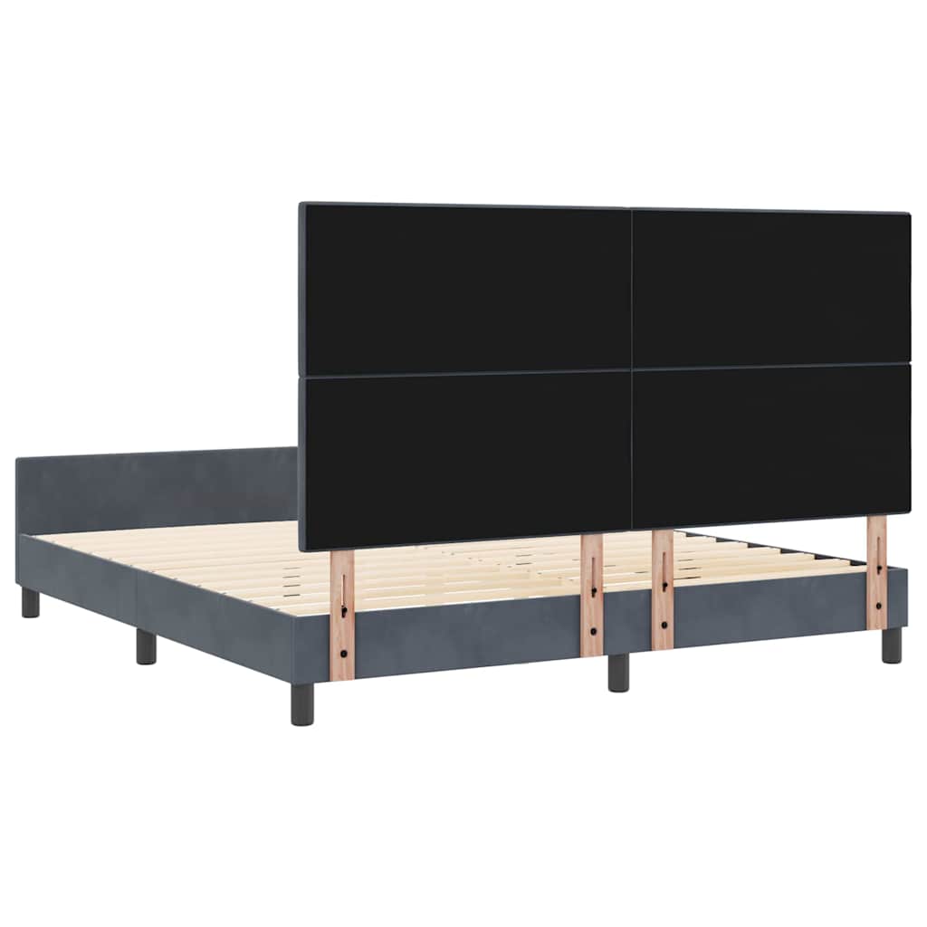 vidaXL Łóżko sprężynowe Z zagłówkiem ciemno szary 180 x 200 cm Aksamit