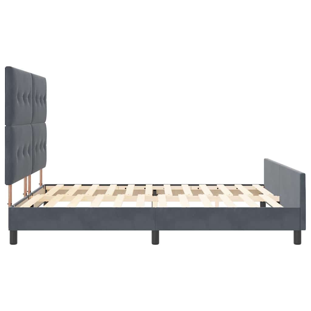 vidaXL Łóżko sprężynowe Z zagłówkiem ciemno szary 180 x 200 cm Aksamit