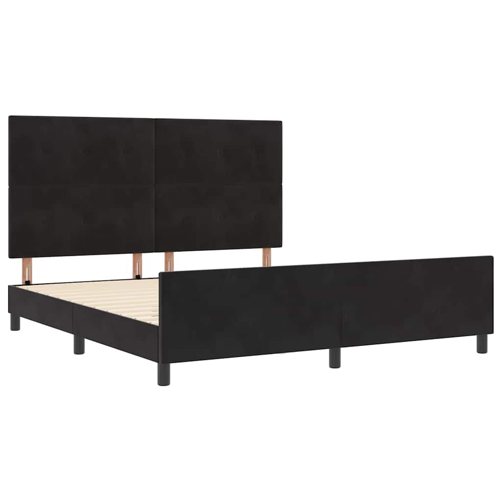 vidaXL Łóżko sprężynowe Z zagłówkiem Czarny 180 x 200 cm Aksamit