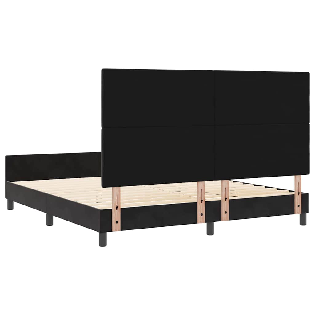 vidaXL Łóżko sprężynowe Z zagłówkiem Czarny 180 x 200 cm Aksamit