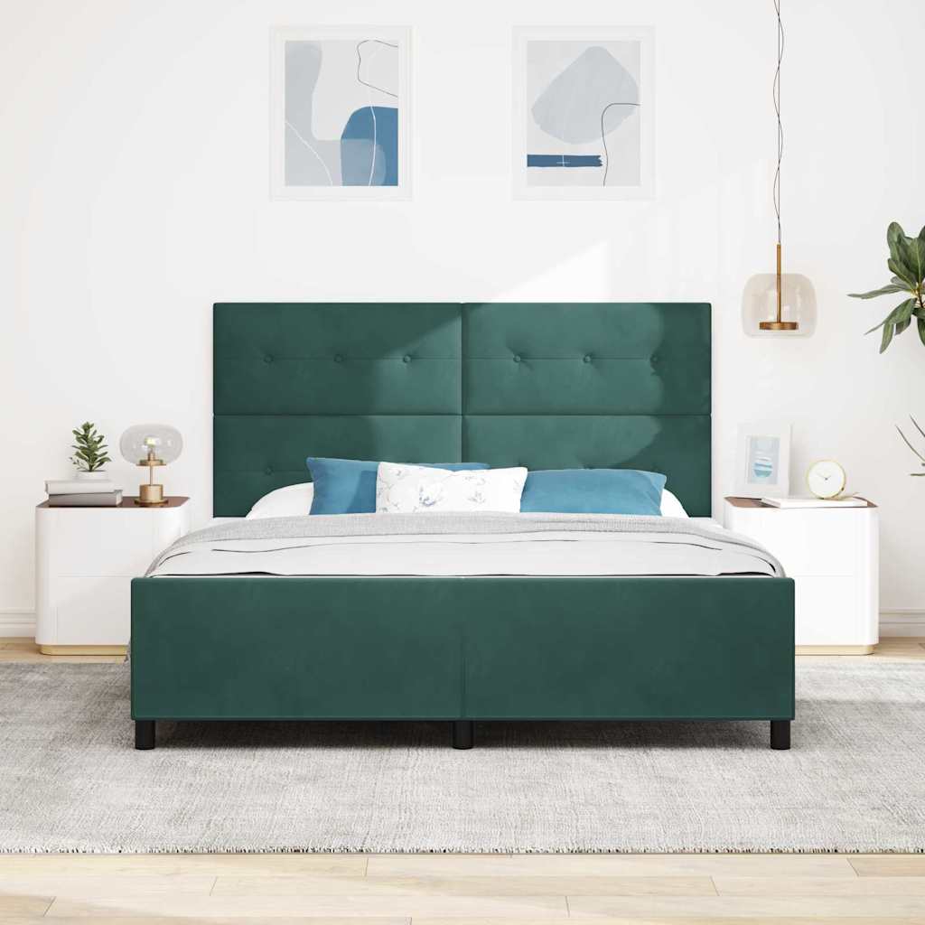 vidaXL Łóżko sprężynowe Ciemna zieleń 180 x 200 cm Aksamit