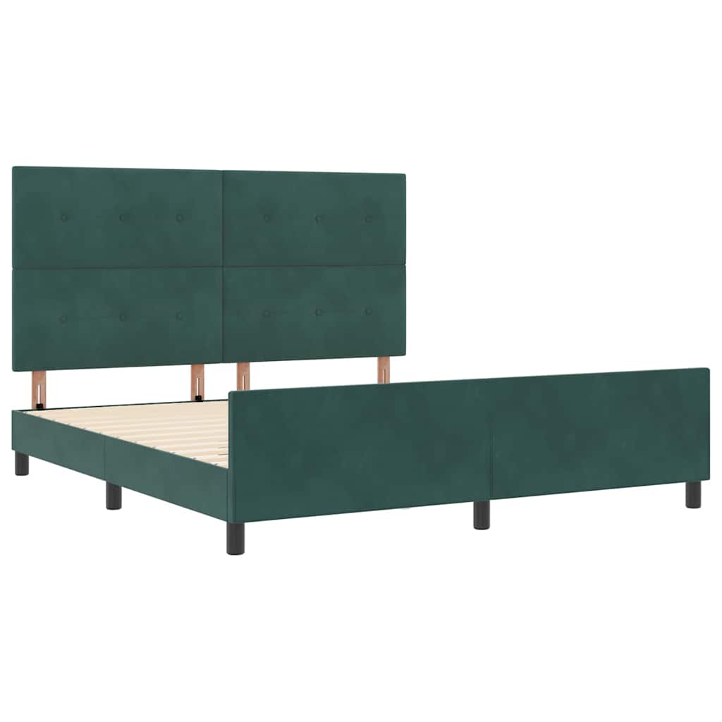 vidaXL Łóżko sprężynowe Ciemna zieleń 180 x 200 cm Aksamit