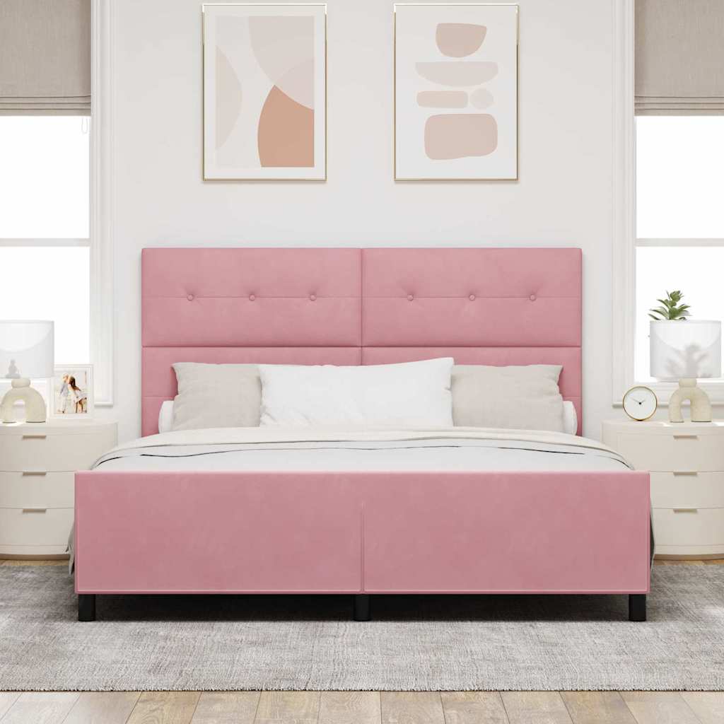 vidaXL Łóżko sprężynowe Z zagłówkiem Różowy 180 x 200 cm Aksamit