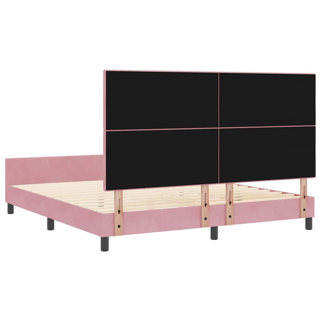 vidaXL Łóżko sprężynowe Z zagłówkiem Różowy 180 x 200 cm Aksamit