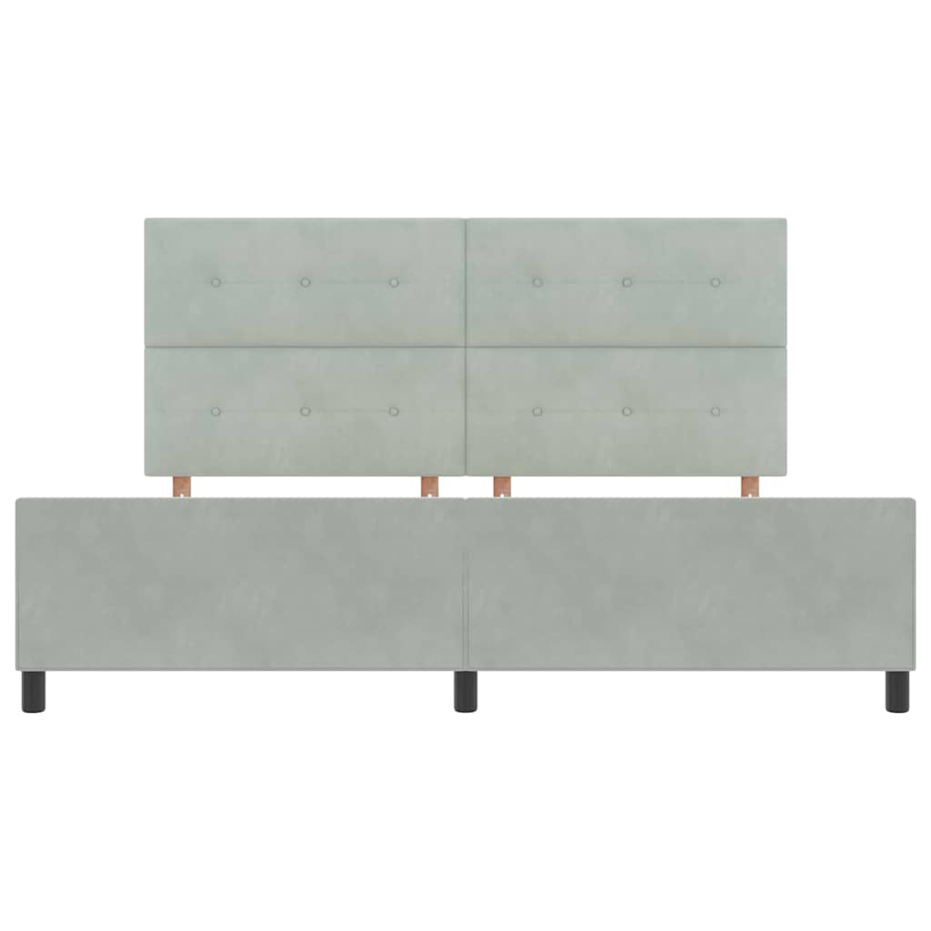 vidaXL Łóżko sprężynowe Z zagłówkiem Jasnoszary 200 x 200 cm Aksamit