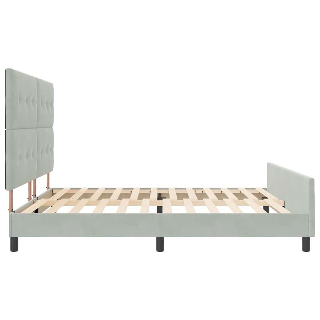 vidaXL Łóżko sprężynowe Z zagłówkiem Jasnoszary 200 x 200 cm Aksamit