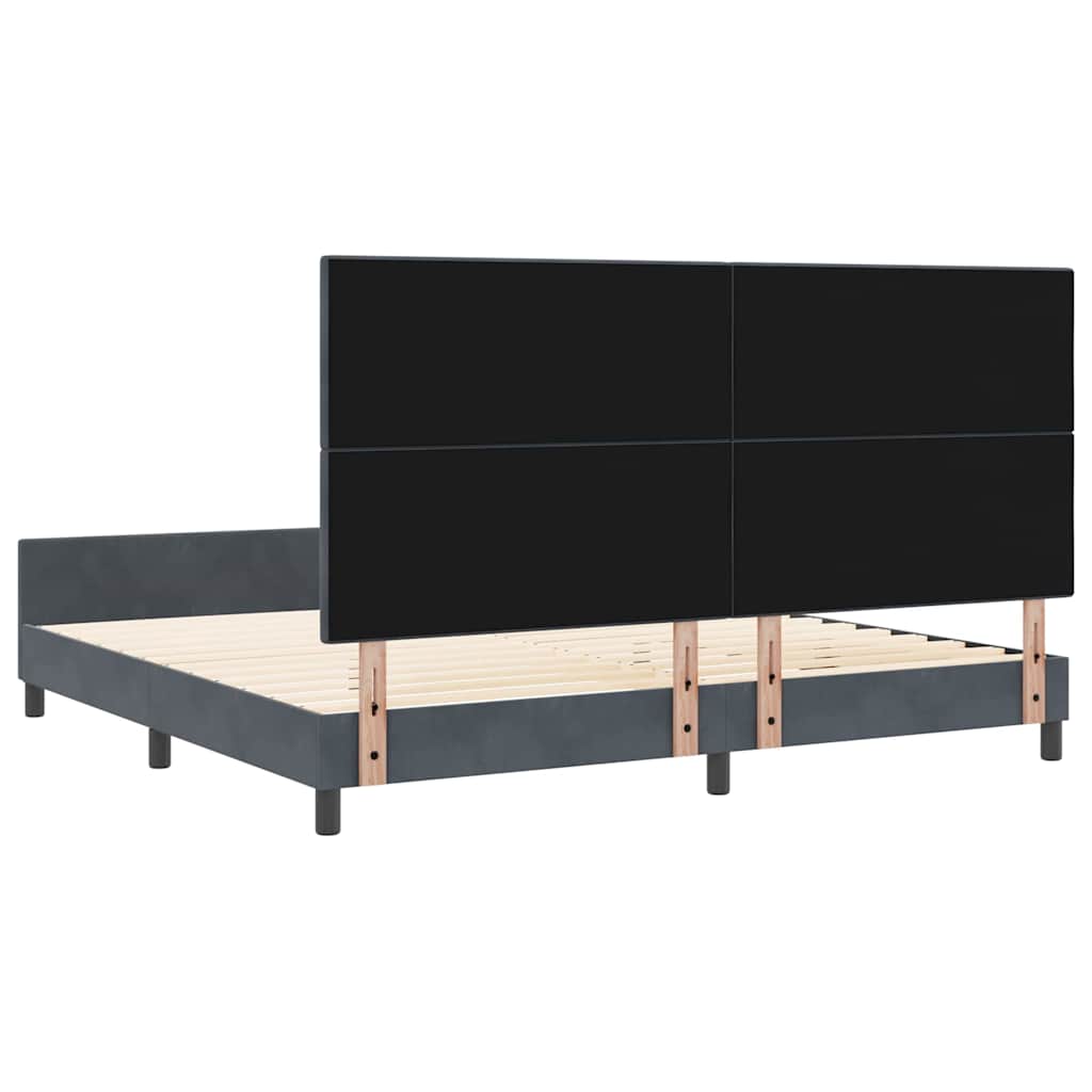 vidaXL Łóżko sprężynowe Z zagłówkiem ciemno szary 200 x 200 cm Aksamit