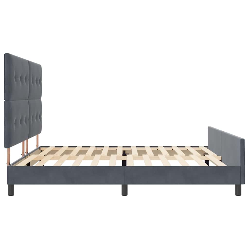 vidaXL Łóżko sprężynowe Z zagłówkiem ciemno szary 200 x 200 cm Aksamit