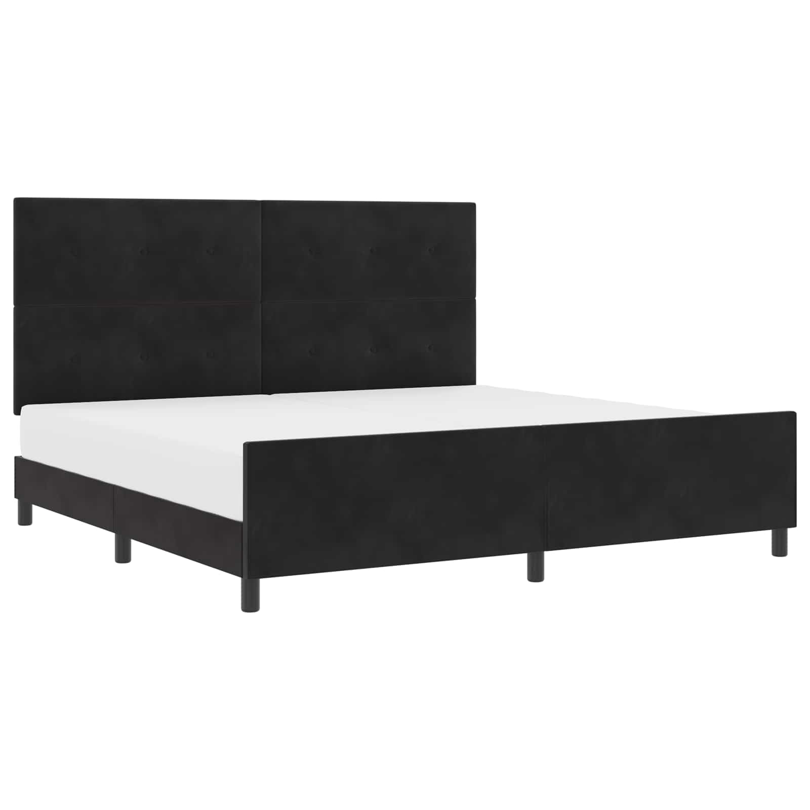 vidaXL Łóżko sprężynowe Z zagłówkiem Czarny 200 x 200 cm Aksamit