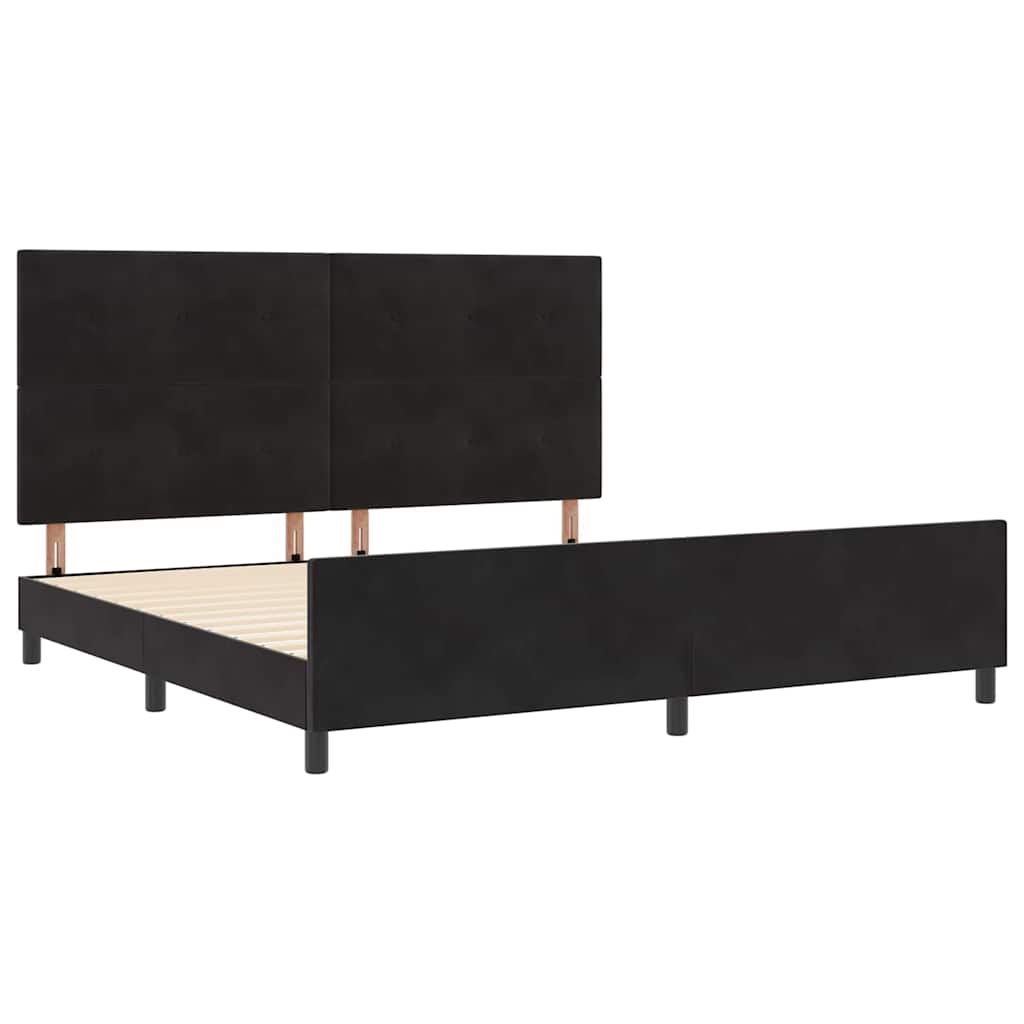 vidaXL Łóżko sprężynowe Z zagłówkiem Czarny 200 x 200 cm Aksamit