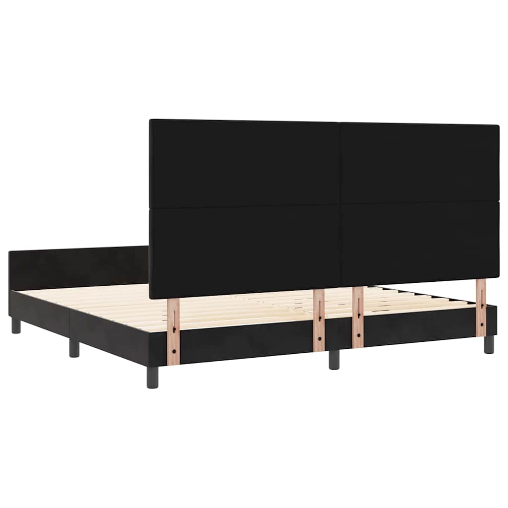 vidaXL Łóżko sprężynowe Z zagłówkiem Czarny 200 x 200 cm Aksamit