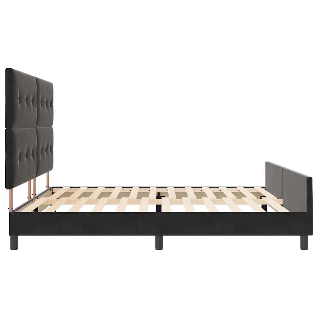vidaXL Łóżko sprężynowe Z zagłówkiem Czarny 200 x 200 cm Aksamit
