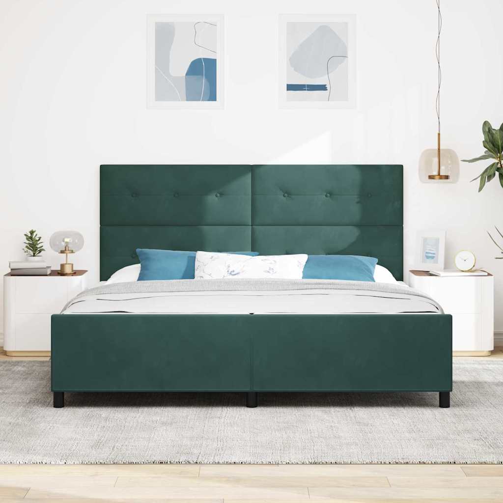 vidaXL Łóżko sprężynowe Ciemna zieleń 200 x 200 cm Aksamit