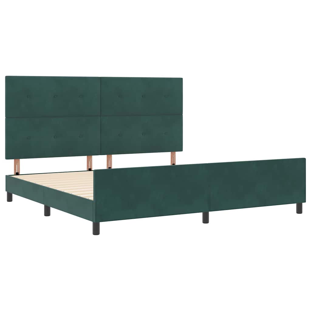 vidaXL Łóżko sprężynowe Ciemna zieleń 200 x 200 cm Aksamit