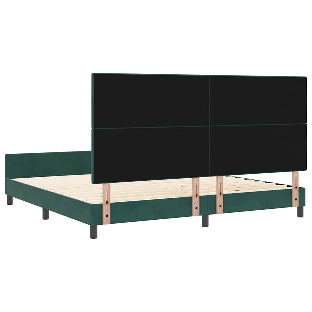 vidaXL Łóżko sprężynowe Ciemna zieleń 200 x 200 cm Aksamit