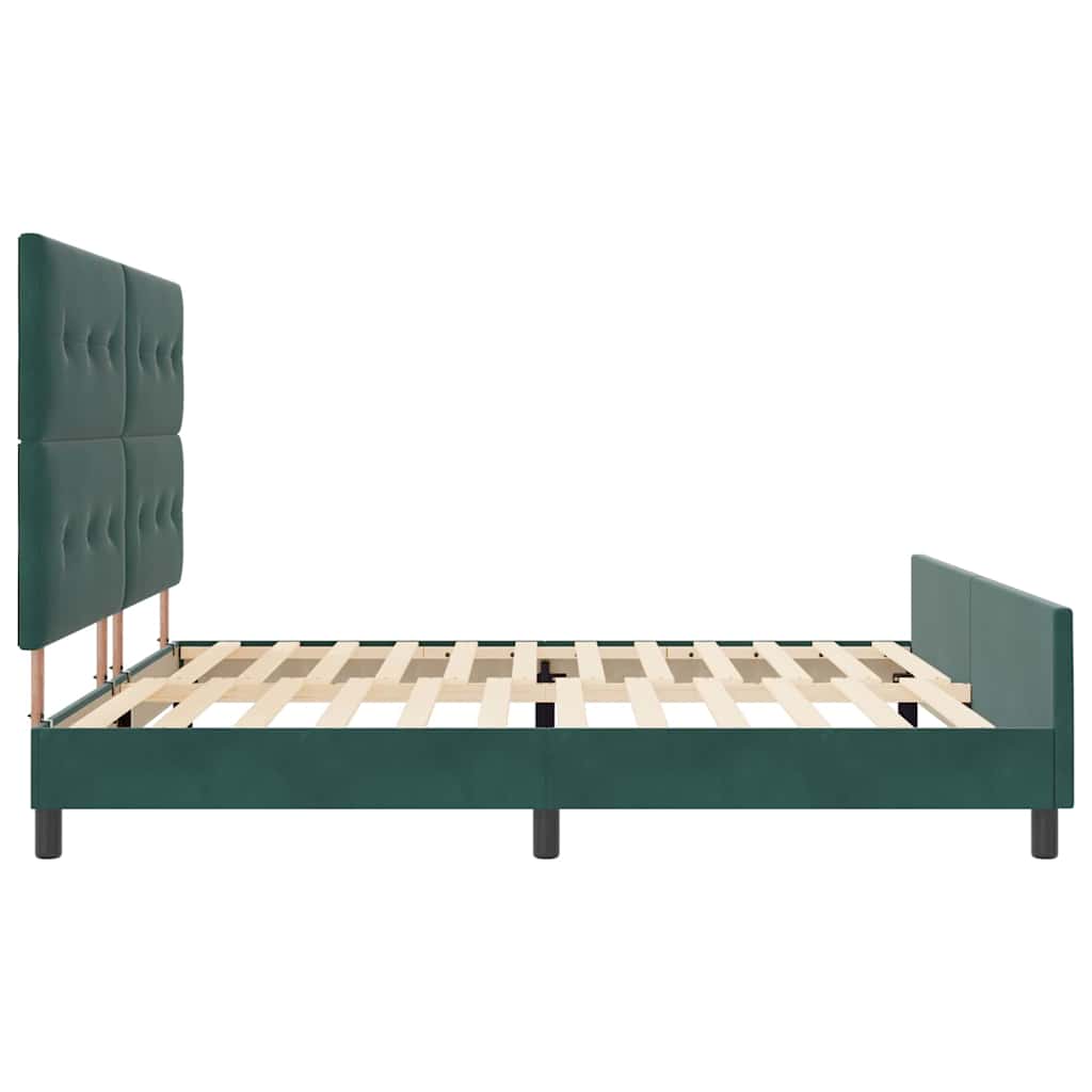 vidaXL Łóżko sprężynowe Ciemna zieleń 200 x 200 cm Aksamit