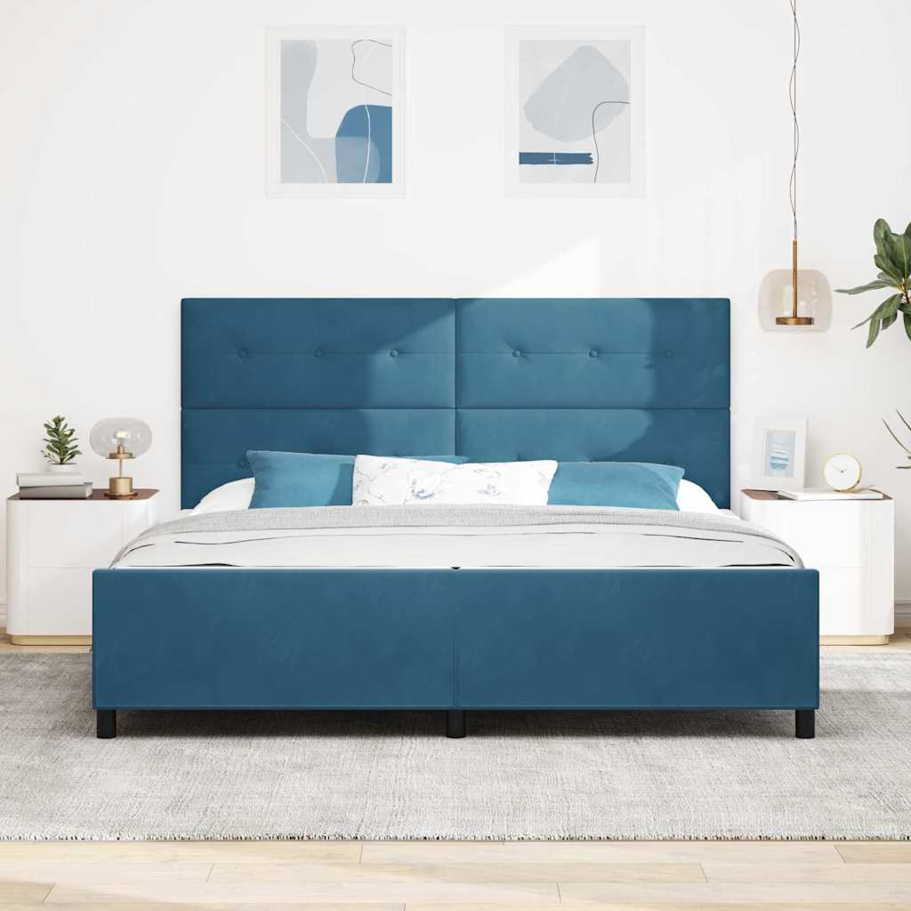 vidaXL Łóżko sprężynowe Ciemnoniebieski 200 x 200 cm Aksamit