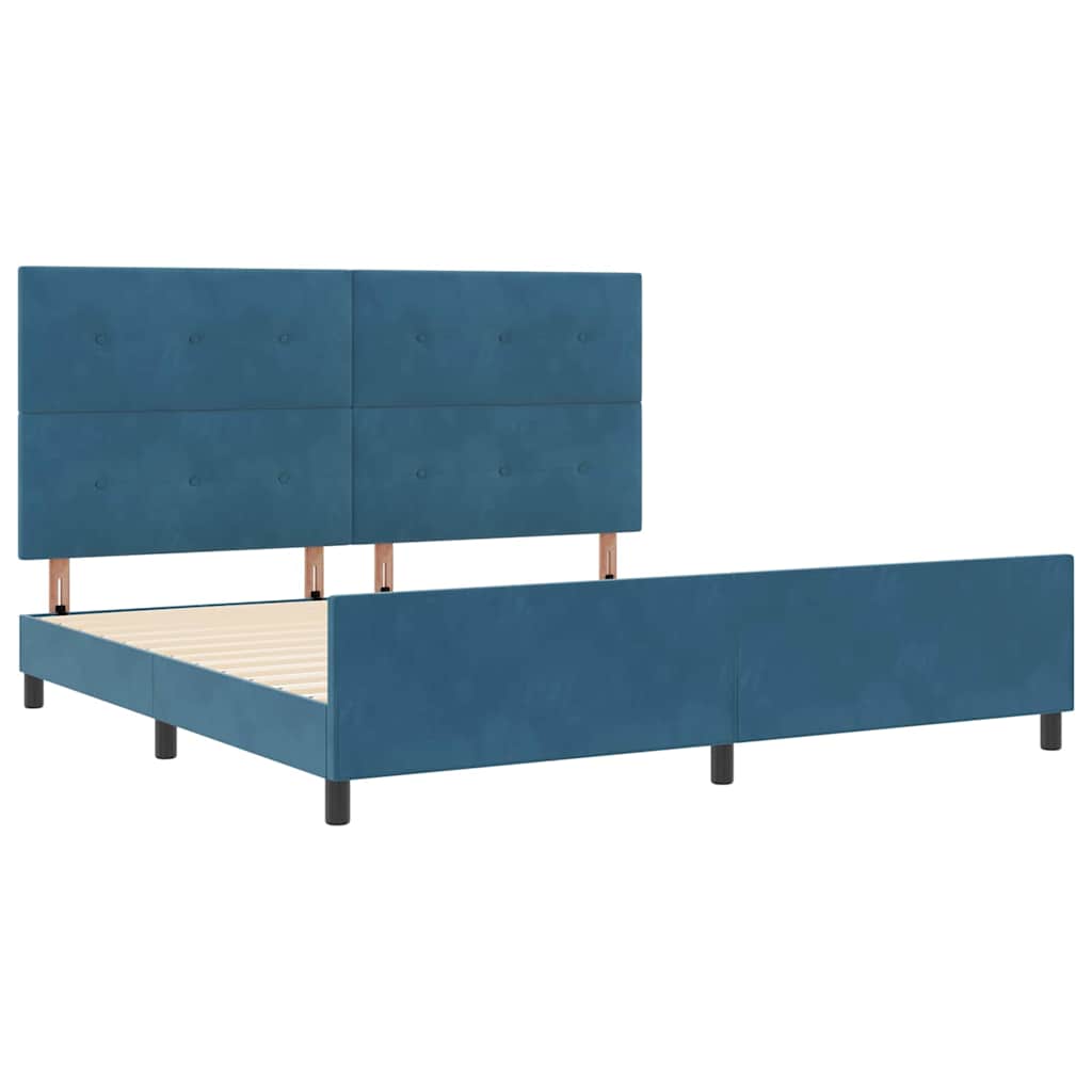 vidaXL Łóżko sprężynowe Ciemnoniebieski 200 x 200 cm Aksamit