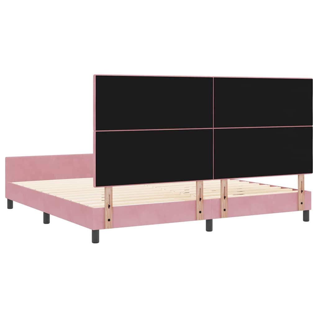 vidaXL Łóżko sprężynowe Z zagłówkiem Różowy 200 x 200 cm Aksamit