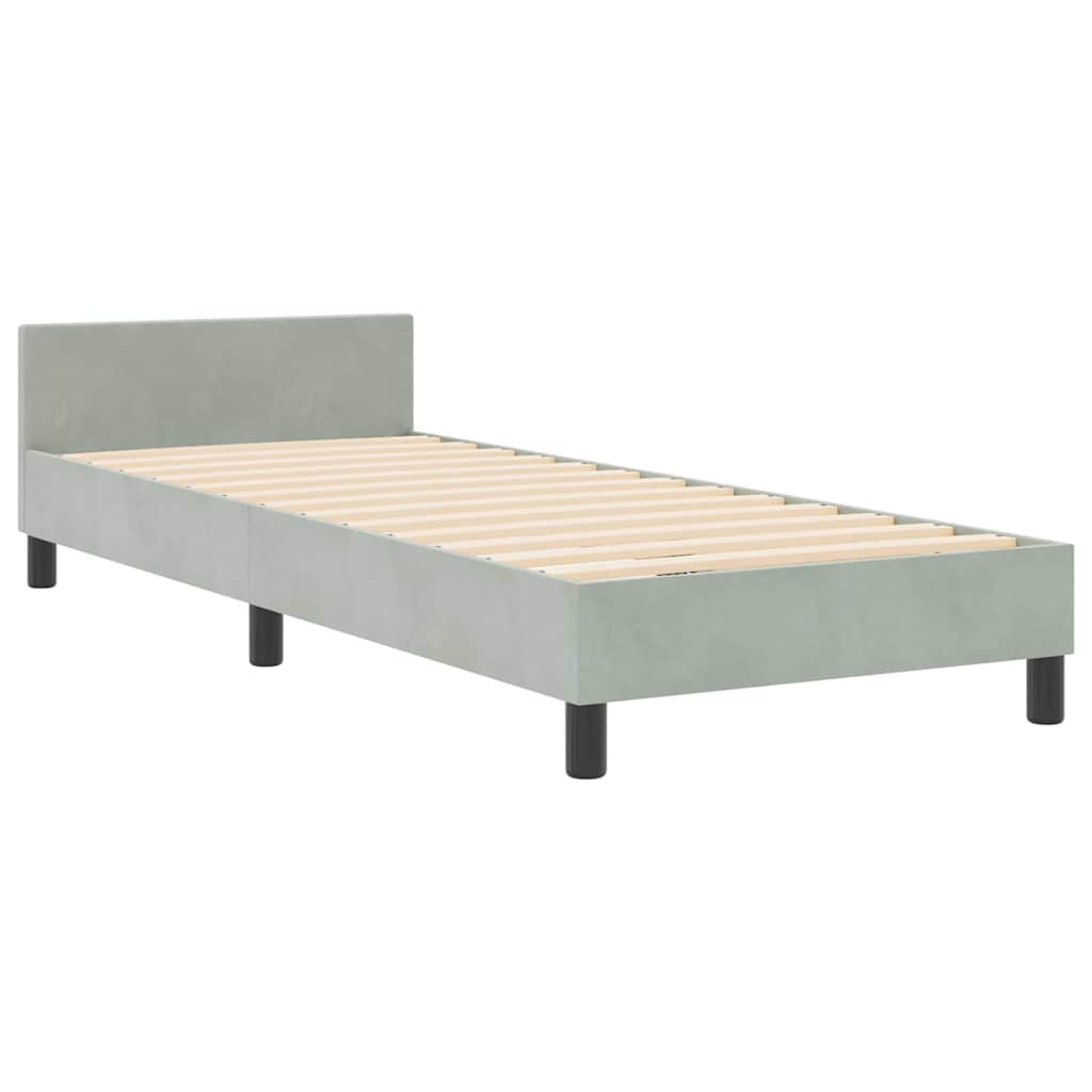 vidaXL Łóżko sprężynowe Z zagłówkiem Jasnoszary 80 x 200 cm Aksamit