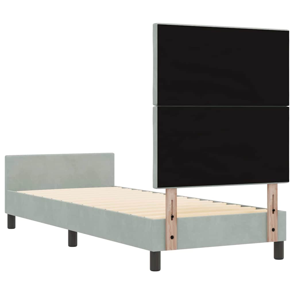 vidaXL Łóżko sprężynowe Z zagłówkiem Jasnoszary 80 x 200 cm Aksamit