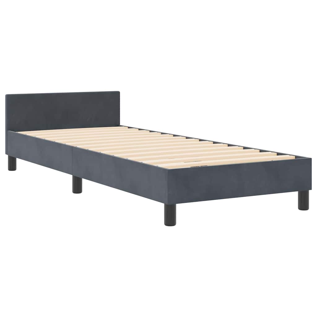 vidaXL Łóżko sprężynowe Z zagłówkiem ciemno szary 80 x 200 cm Aksamit
