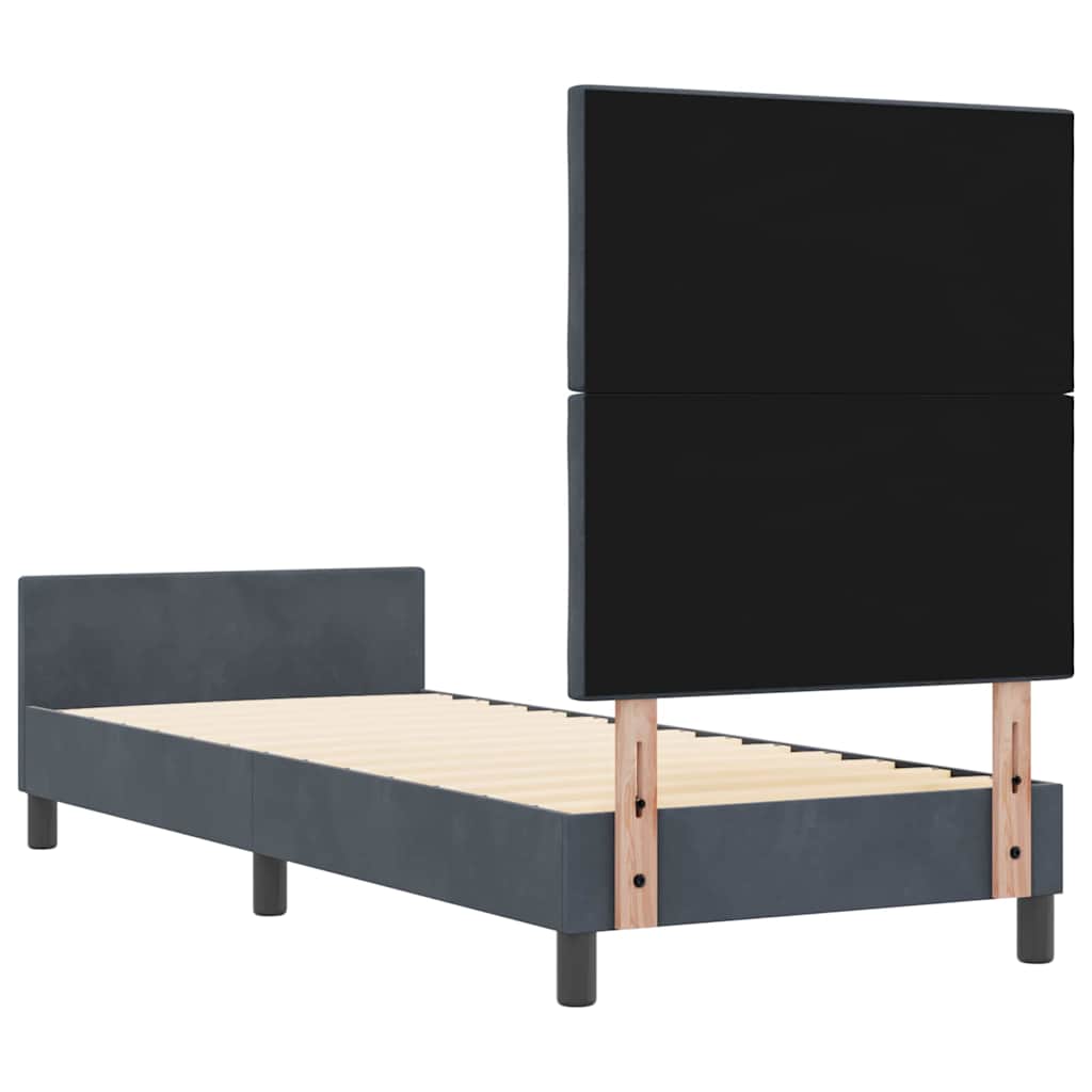 vidaXL Łóżko sprężynowe Z zagłówkiem ciemno szary 80 x 200 cm Aksamit