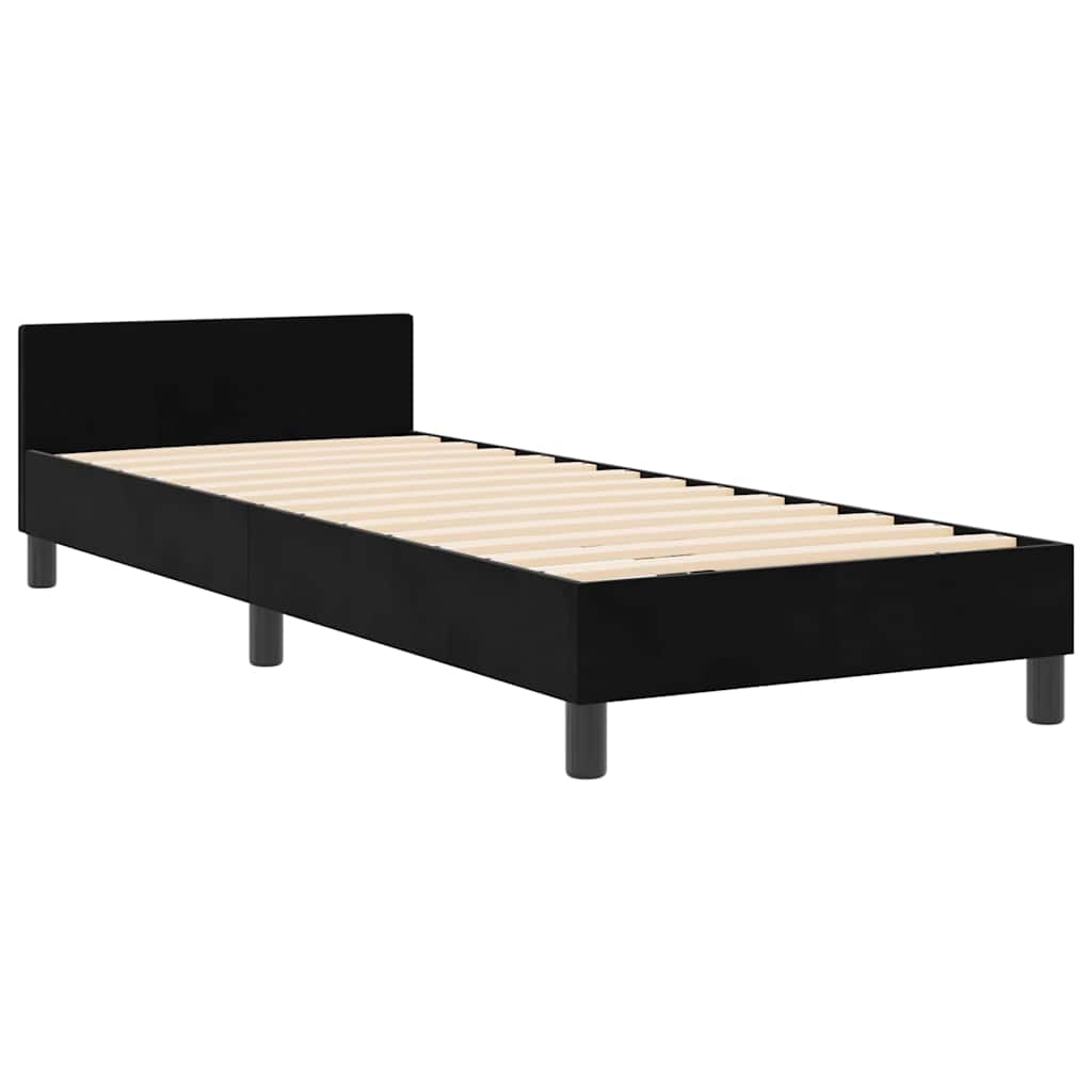 vidaXL Łóżko sprężynowe Z zagłówkiem Czarny 80 x 200 cm Aksamit