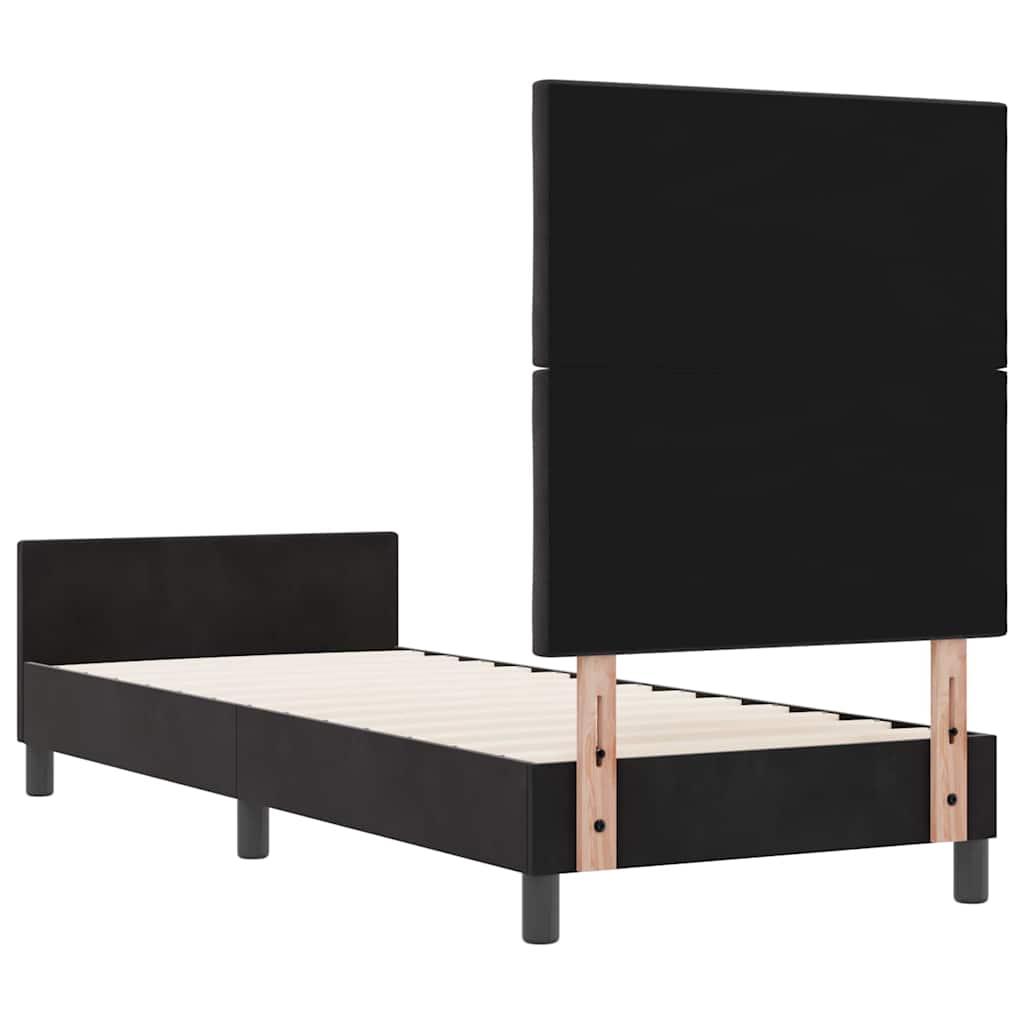 vidaXL Łóżko sprężynowe Z zagłówkiem Czarny 80 x 200 cm Aksamit