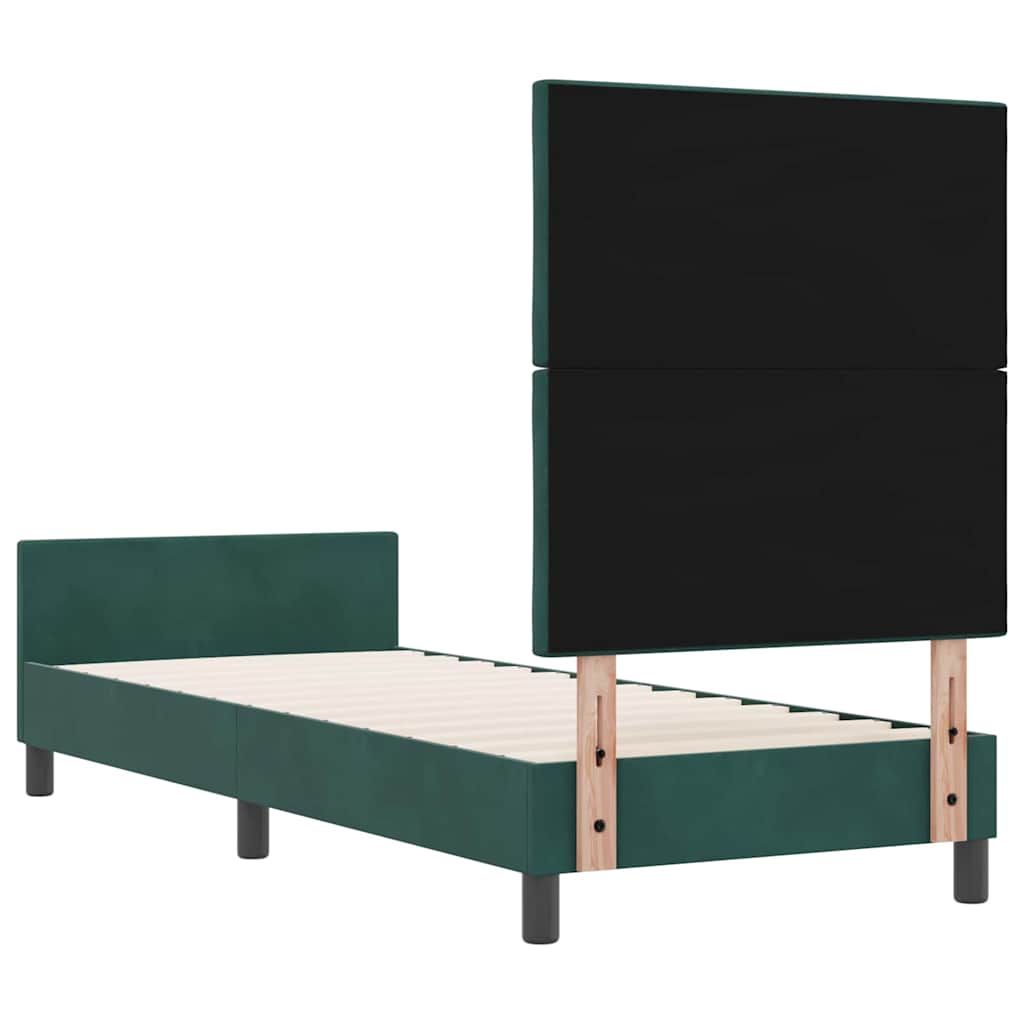 vidaXL Łóżko sprężynowe Z zagłówkiem Ciemna zieleń 80 x 200 cm Aksamit