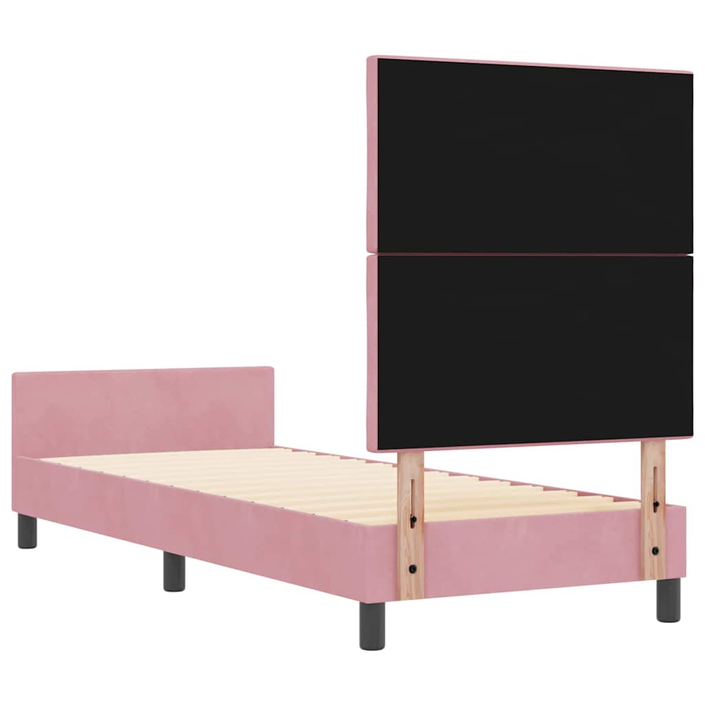 vidaXL Łóżko sprężynowe Z zagłówkiem Różowy 80 x 200 cm Aksamit